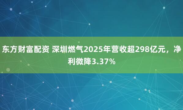 东方财富配资 深圳燃气2025年营收超298亿元，净利微降3.37%