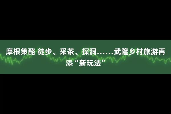摩根策酪 徒步、采茶、探洞……武隆乡村旅游再添“新玩法”